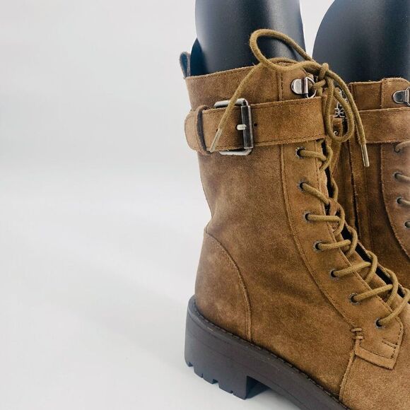 Sam Edelman Size 5.5 Tan Suede Junip Lace Up Combat Mid Calf Boot - Picture 8 of 11